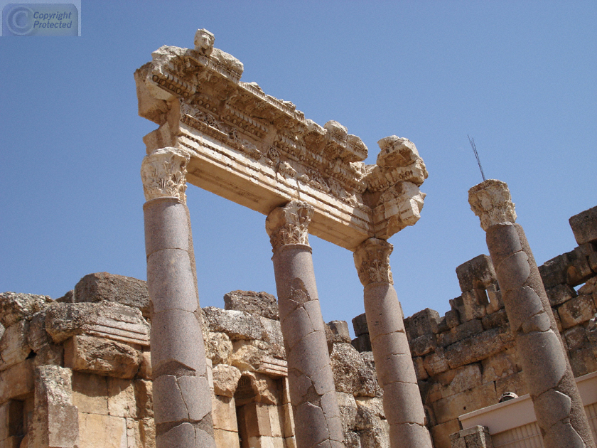 Columns in The Great Court in the Temple of Jupiter in Baalbek